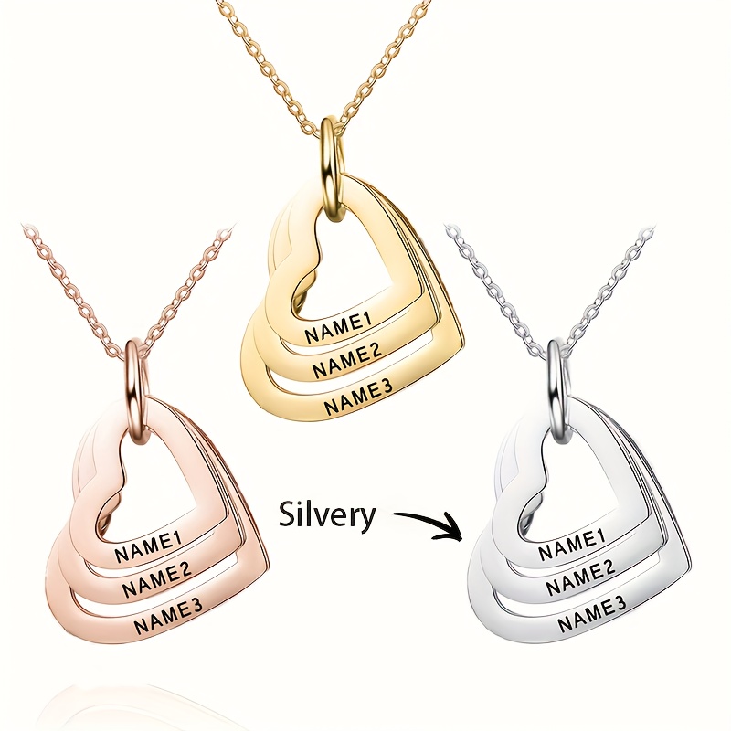 TEMU Collana Personalizzata per con 1-4 Nomi �� Ciondolo a Cuore Personalizzato per , Nonna, Moglie o Figlia �� Gioielli di Famiglia, Regalo per