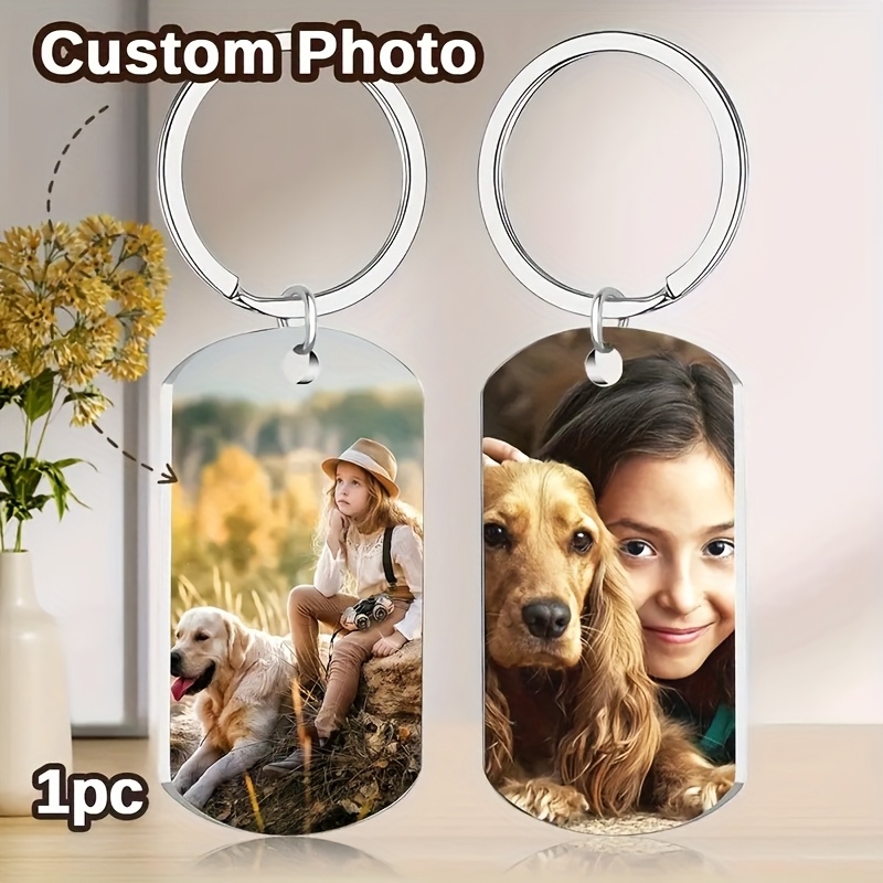 E-shop 2D Flach, 1 Stück 2D Flache Personalisierte Doppelseitige Foto-Acryl-Schlüsselanhänger, Individueller Fotokettenschlüssel mit