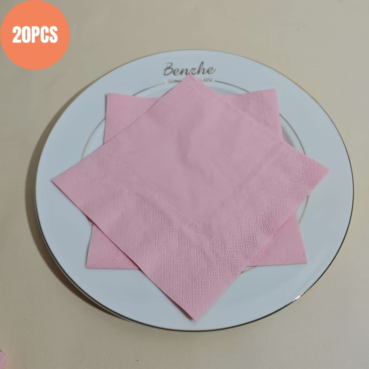 TEMU Serviettes Rose Pâle pour Anniversaires - Serviettes Jetables 2 Ply avec Feuilles Carrées (6,5x6,5 Pouces) pour Filles, Enterrements de Vie de