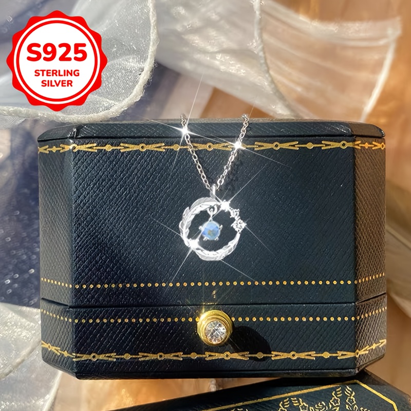 Women's 925 Silver Moonstone Phoenix Tail Leaf Necklace