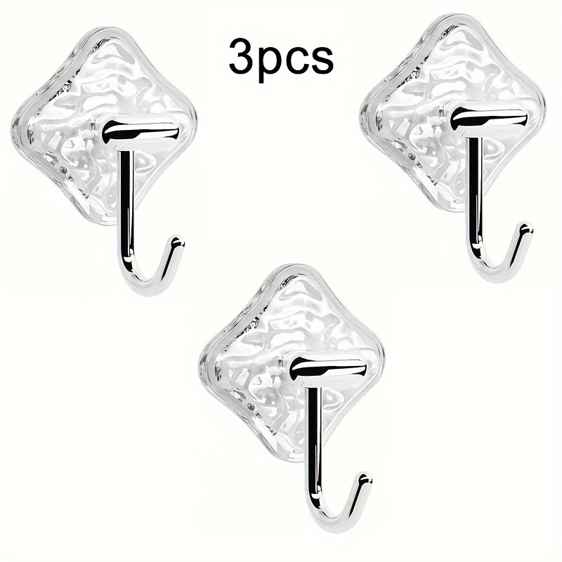 3pcs Set Transparent Wall Hooks, No-drill Adhesive Hooks, Non-slip Traceless Hooks, Suitable For Kitchen Utensils, Household Hooks, Bathroom Hooks, Bedroom Hooks, Decorative Hooks, Utility Hooks