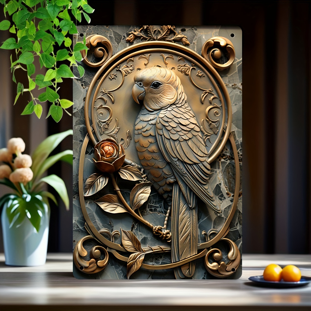 cartello in latta metallica decorazioni da parete - stampa in ferro 20,32 cm x 30,48 cm | design retrò di uccelli e fiori per appesa per decorare , , , , bar