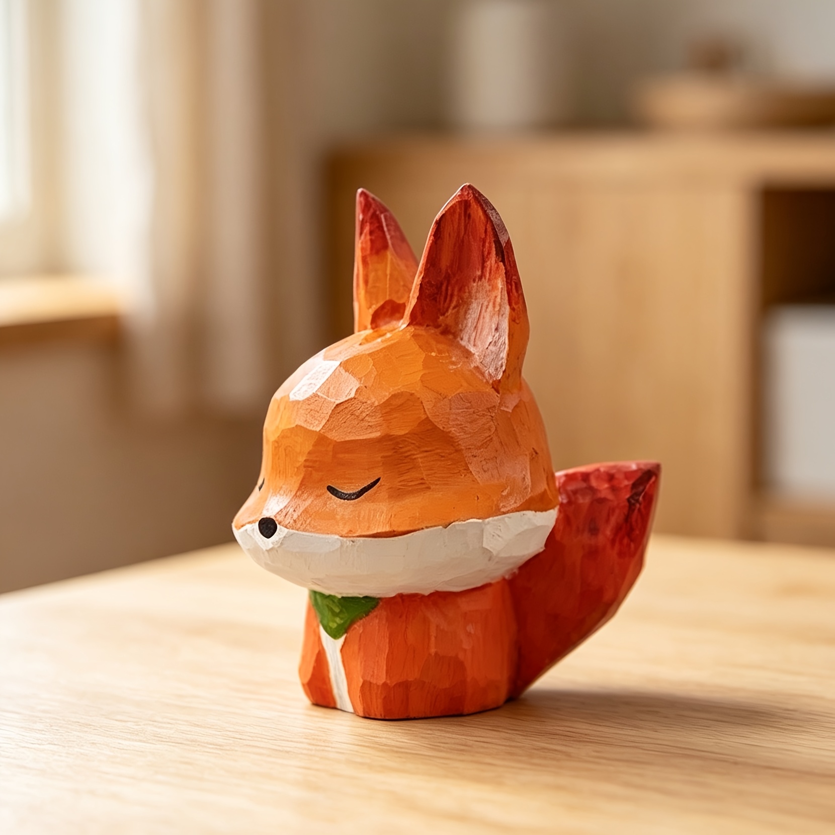 TEMU sculpture de renard en bois fabriquée à , design , thème animalier, un cadeau unique, pour la décoration de bureau ou de bureau, parfait pour