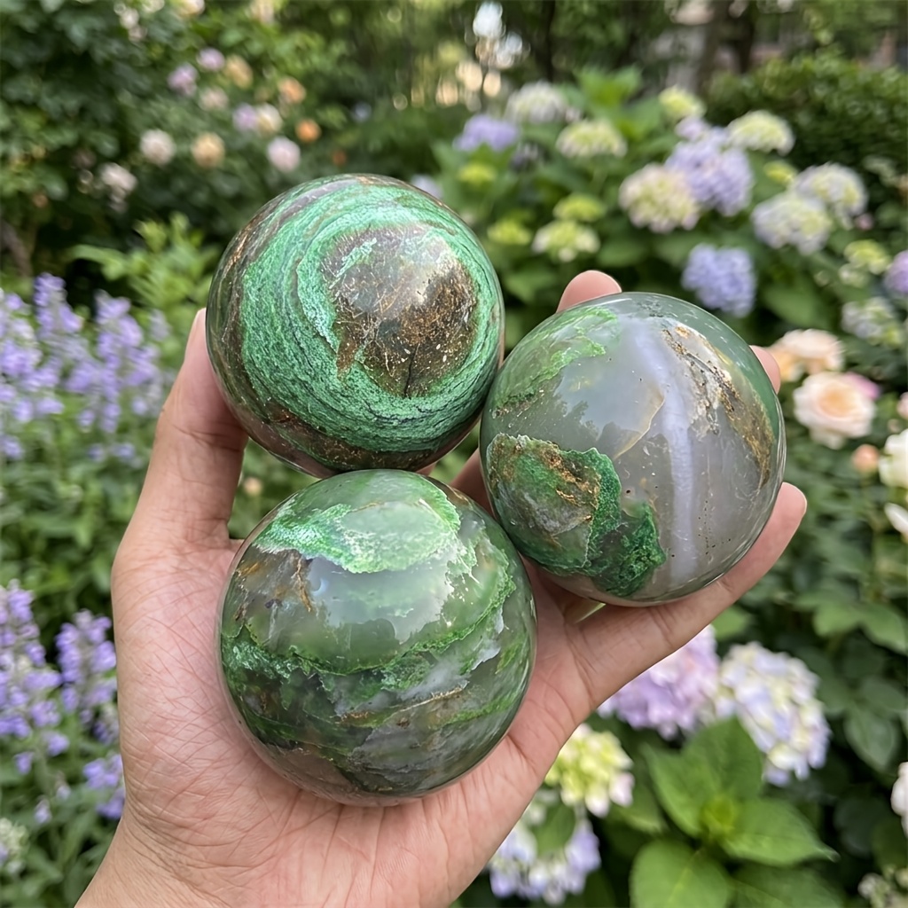 Green African Sphere, Decorative Stone Ball for Home Decor
