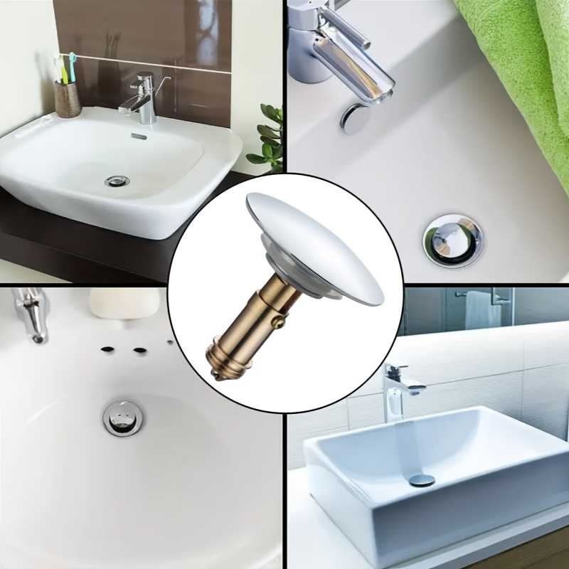 

1 Set Chrome Basin Waste Bathroom Sink Plug Pop Up Push Button 66mm