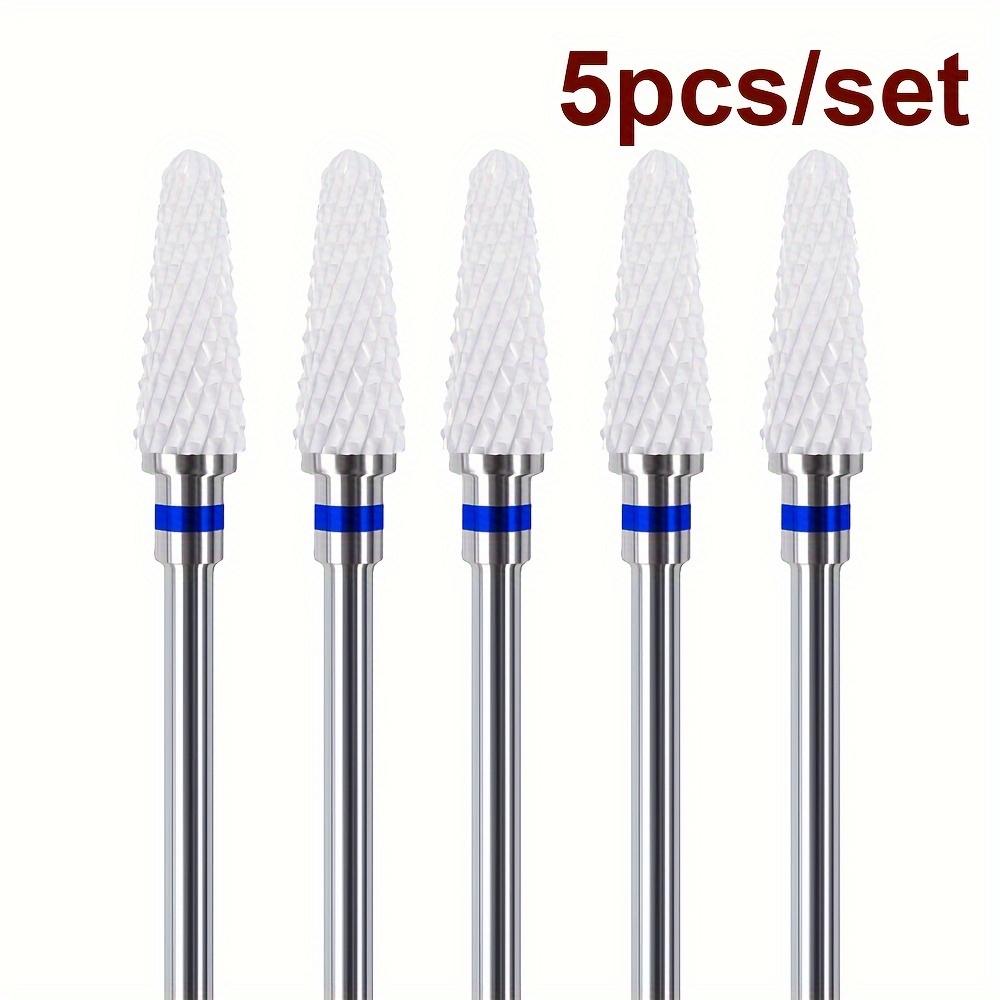 5pcs For Nail Drill Bits Set, 3/32'' Professional Ceramic Safety Bits For Nail Drill, Cuticle Efile For Nail Drill Bits