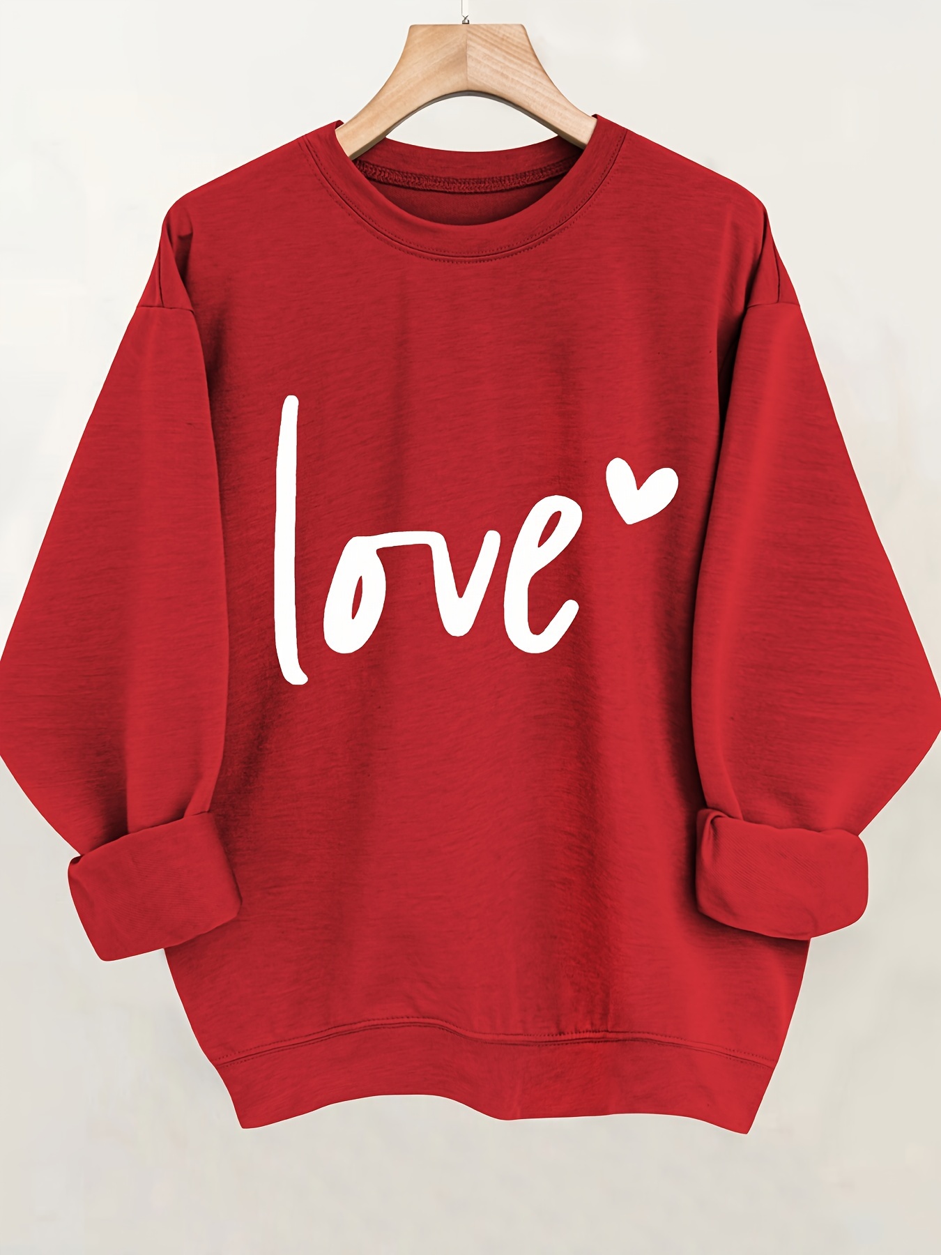 Hoodies for Women Long Sleeve Hooded Sweatshirt Large Size Valentine's Day  Casual Crew Neck Drawstring Pullover Tops Sweater for Women Womens Tops
