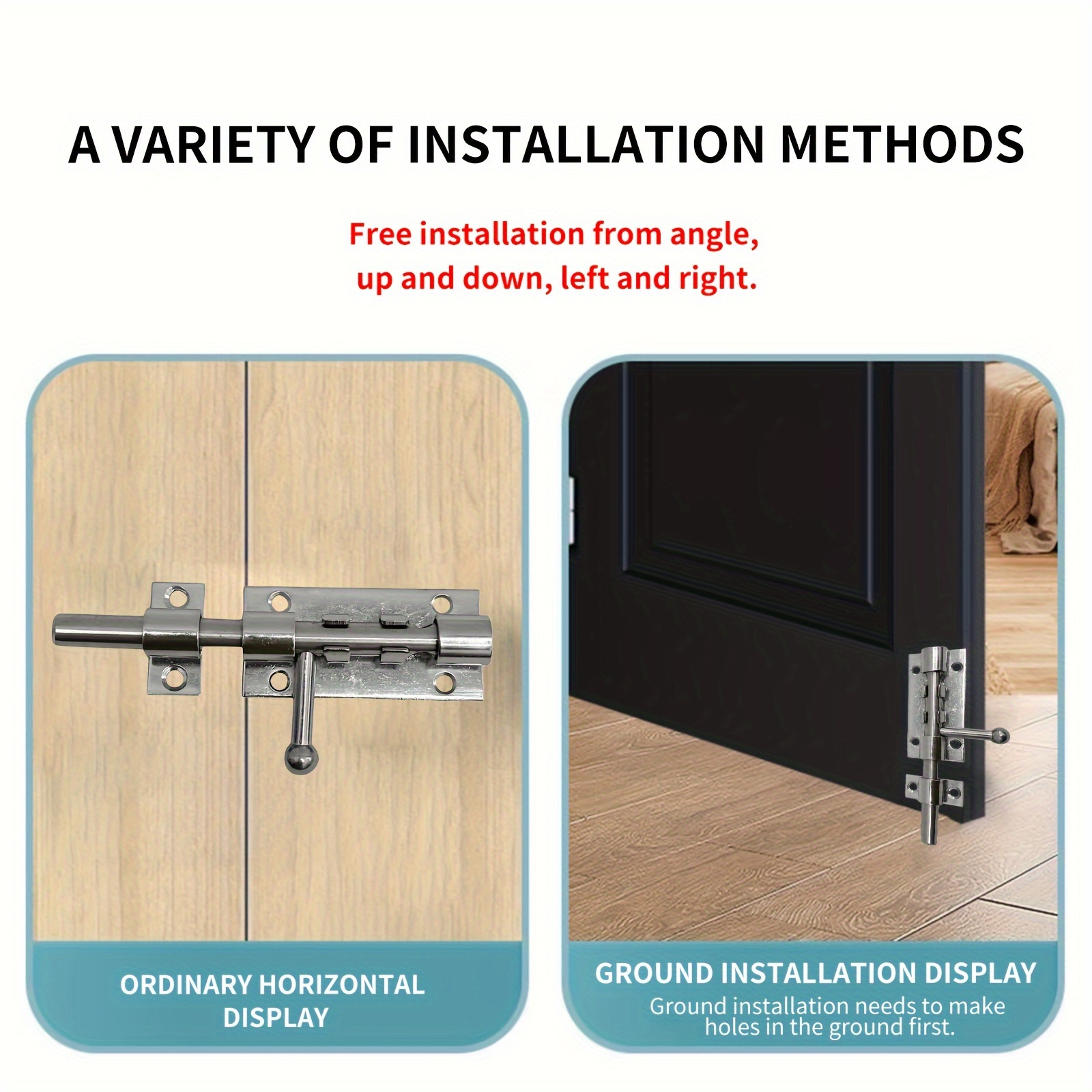 Verrou De Porte En Acier Inoxydable – Pêne Pour Fenêtre Ou Porte – Noir, 62 Mm