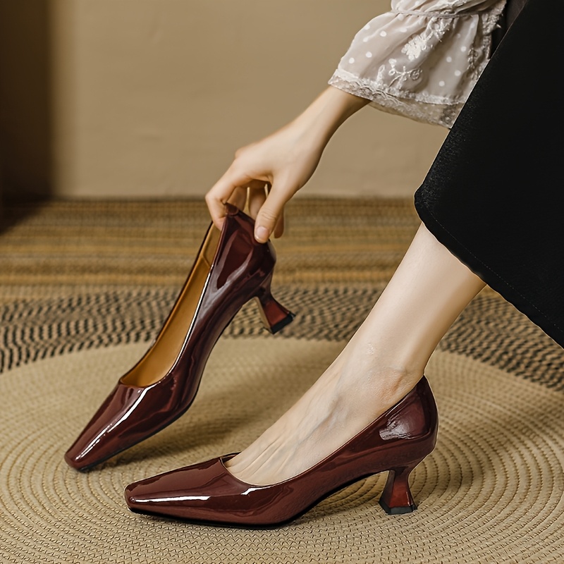 Escarpins à Talons épais - Bout Pointu Tendance, Dessus En Cuir, Enfiler Facile - Idéal Sortie Ou Bureau