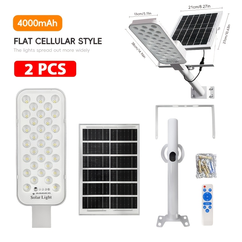 Image of 4000mah 1pc/2pcs With Remote, Home And Commercial Solar Street Lights, Energy-saving And Efficient Yard Lighting, 6- Of Sunlight, Working For 6-, Automatic Lighting At Night
