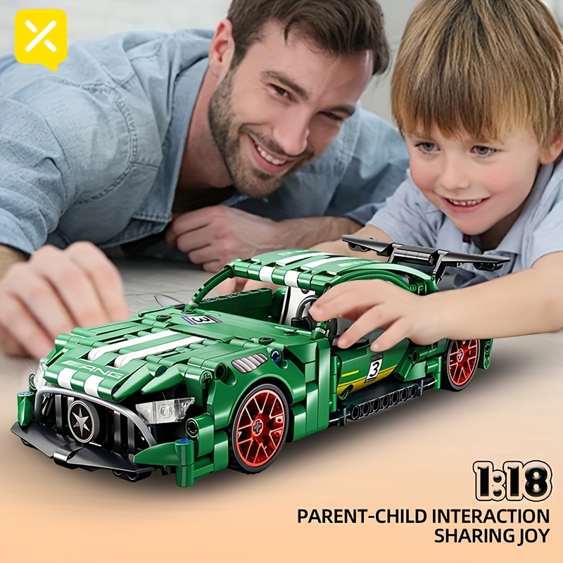 Sports Car Building Kit, ABS Construction Set, Green Race Car Model, Vehicle Theme Toy for Adults 14+, Ideal for Living Room & Bedroom Decor, Perfect Gift for Halloween Or Christmas, Best for Christmas