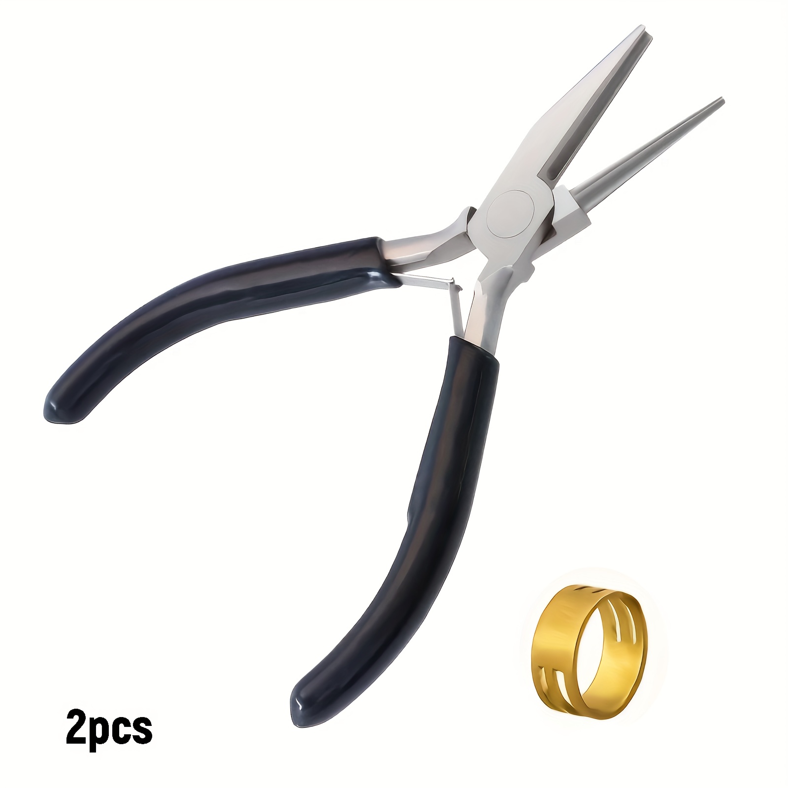 E-shop 2 Stk. 1 Schwarze Nadelzange und 1 Ring, Halbrundmund-Zangenwerkzeug für Schmuckherstellung - Unverzichtbar für DIY-Begeisterte