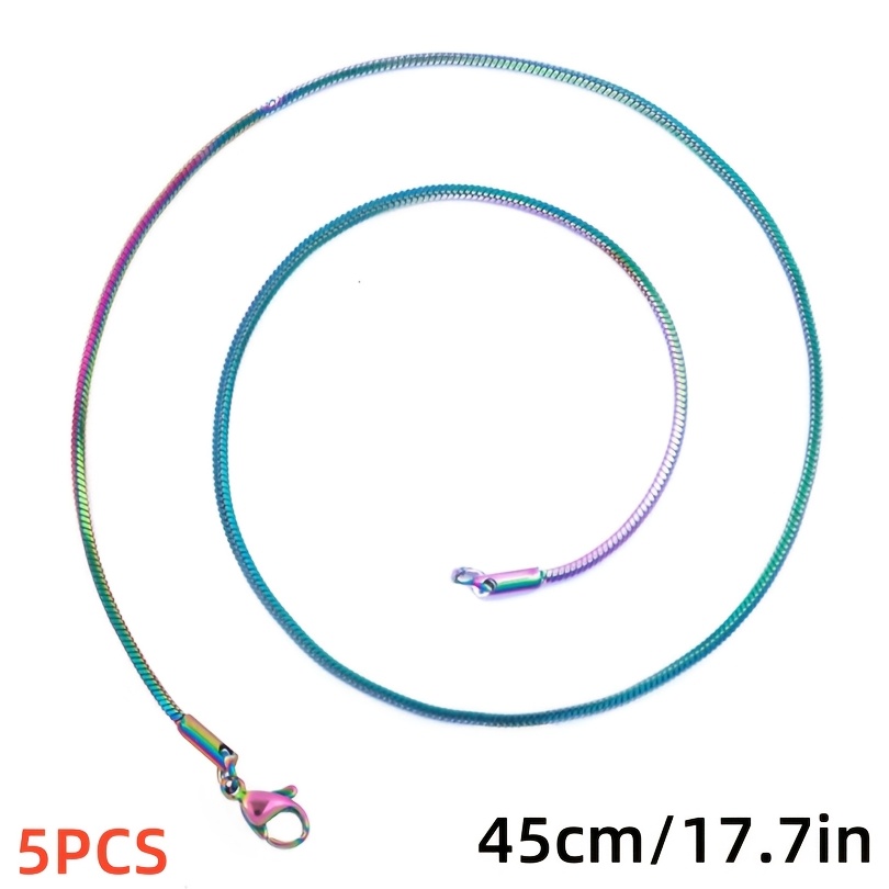 5pcs Multi-Length Lobster Clasp Square Snake Chain Necklace Set