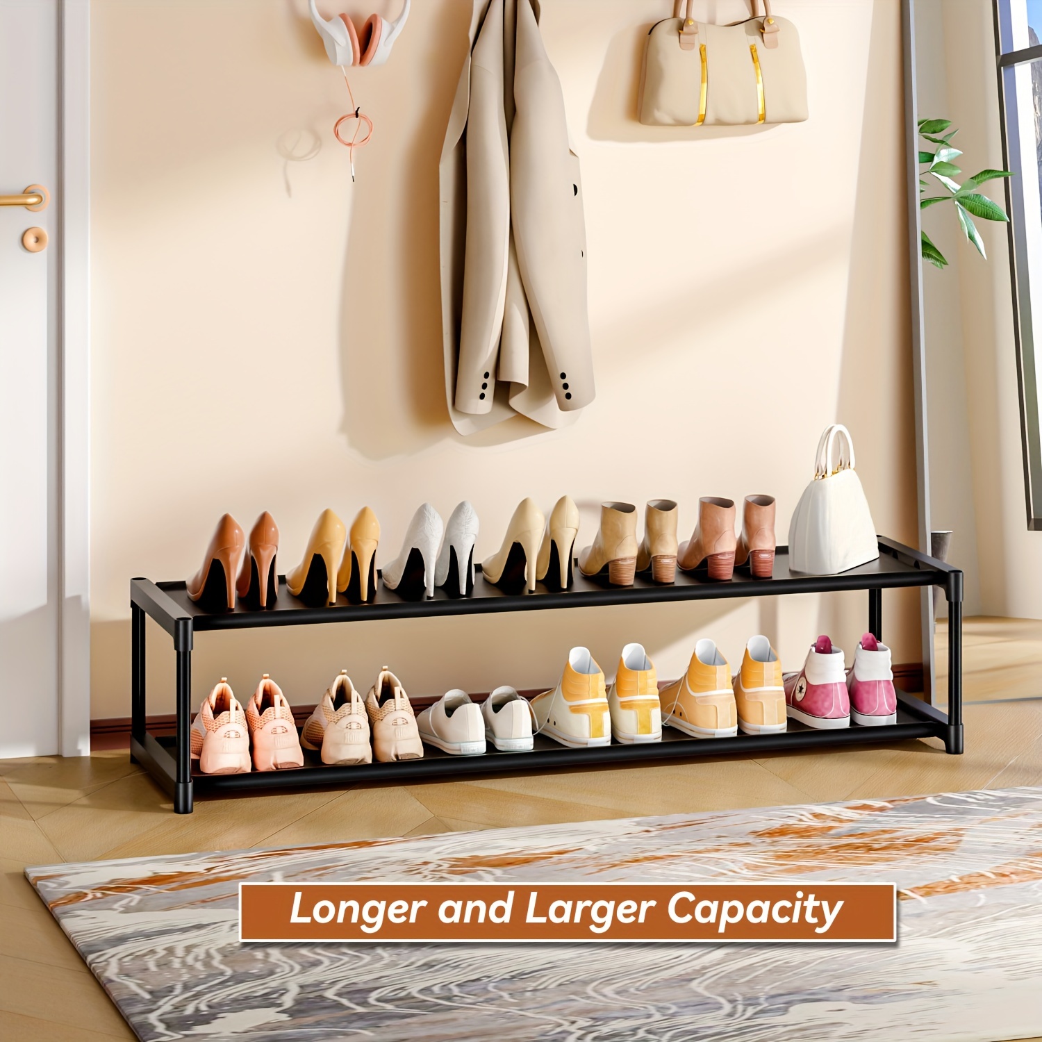 

Long Shoe Rack, Sturdy Shoe Rack For Closet, Entryway, Large Storage Shoe Storage Organizer