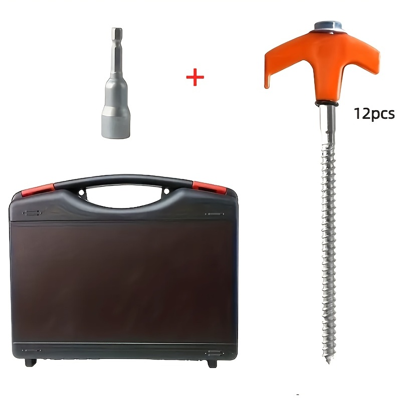 E-shop 12-teiliges Zeltpflock-Set, Schwerlast-Campinghaken, Outdoor-Campingzubehör, Rutschfeste Schraubzeltnägel für Zelte, Markisen Sonnensegel mit