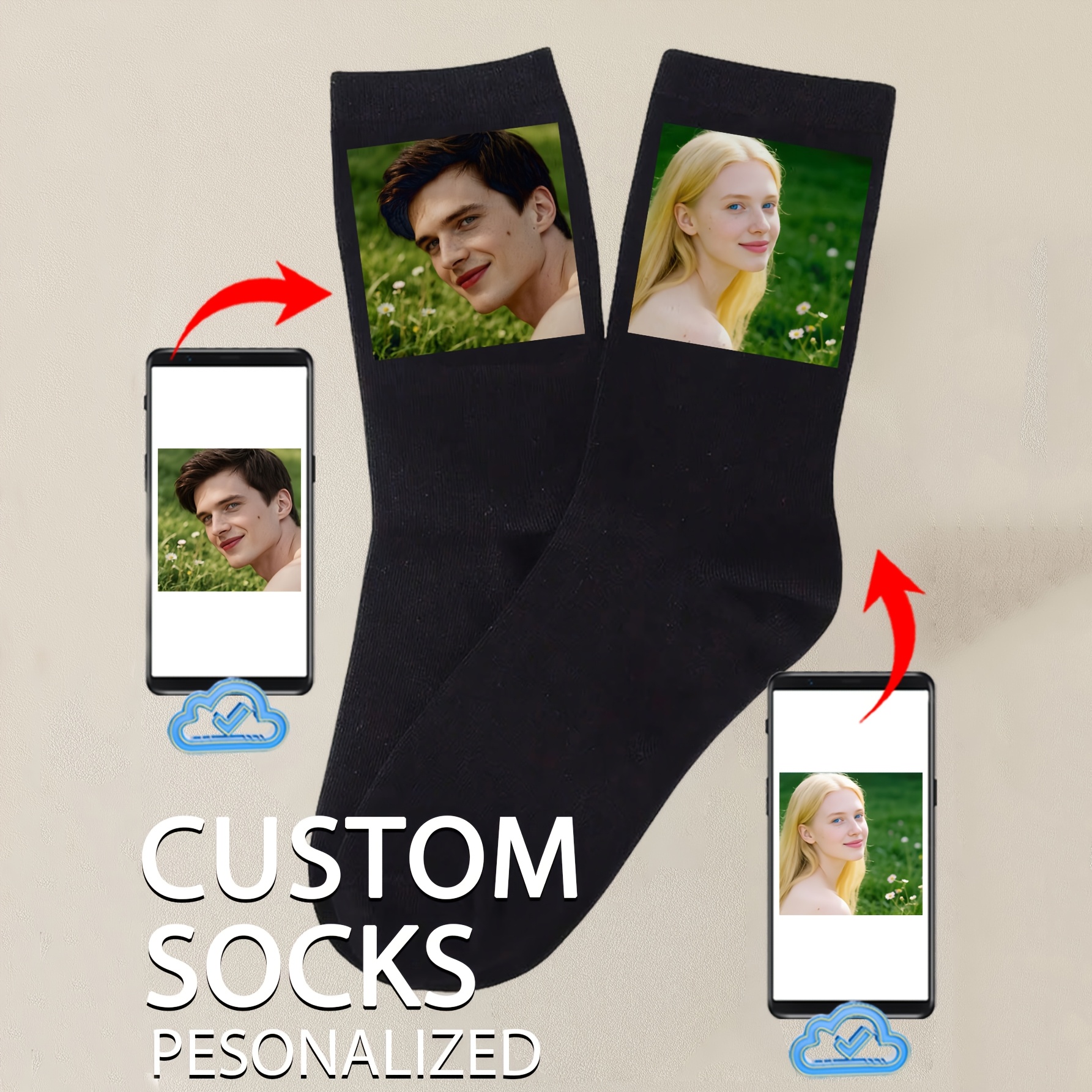TEMU 1 di Calzini Personalizzati con Foto - Calze a con Facciali, Regalo Valentino o Compleanno per Lui/Lei, Idea per Anniversario di Coppie - Calze