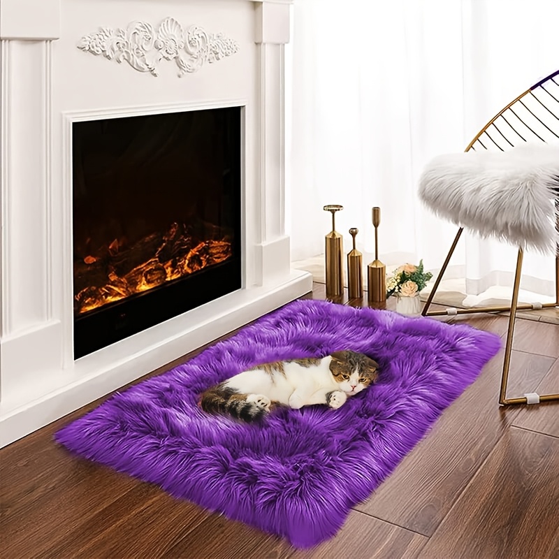 

Silk Wool 1pc, Purple Long Hair Carpet, Cat, Dog, Pet Mat, Soft, Fluffy, Non Slip, Living Room, , Sofa, Tatami, Bedroom, Bedside