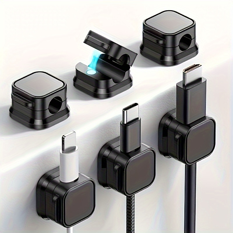 

Pack Of 8/10 Pp Magnetic Cable Clips: Adjustable, Non-slip , Charging Cord Storage Clip, Gadget For Office Desk, Car And Home Cord Storage