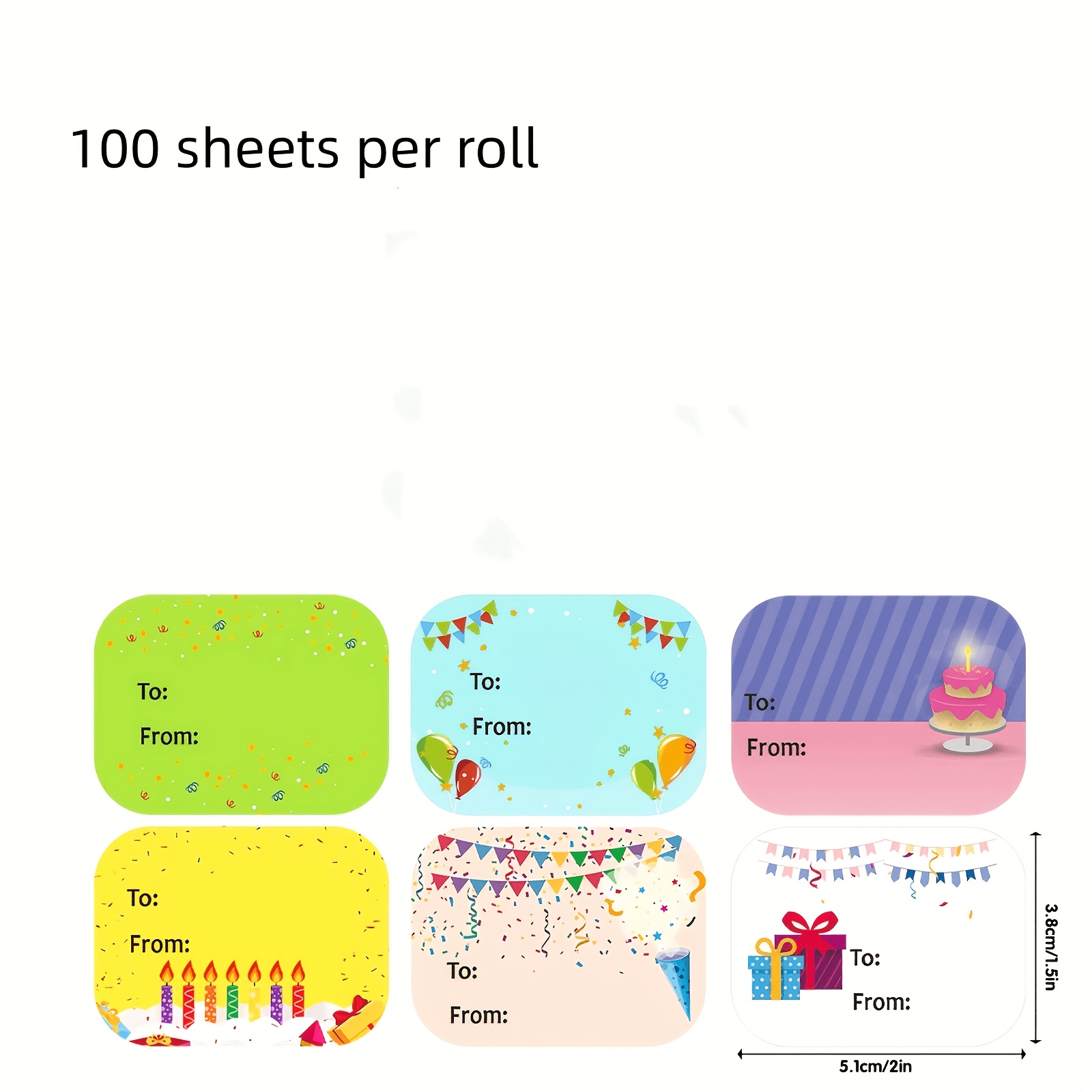 TEMU 100 Sticker Rolls For Use In Birthday Celebrations, As Adhesive Labels For Office Supplies, Decorative Labels, And Sealing Stickers.