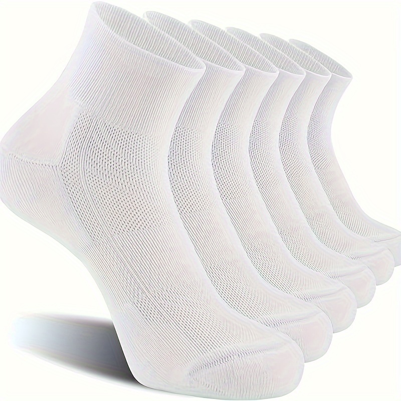 

6pcs Breathable Ankle Socks With Cushioned Support - Anti-blister, Sweat Absorbent, Lightweight Polyester , Ideal For Running & Sports, Solid Color, Fit