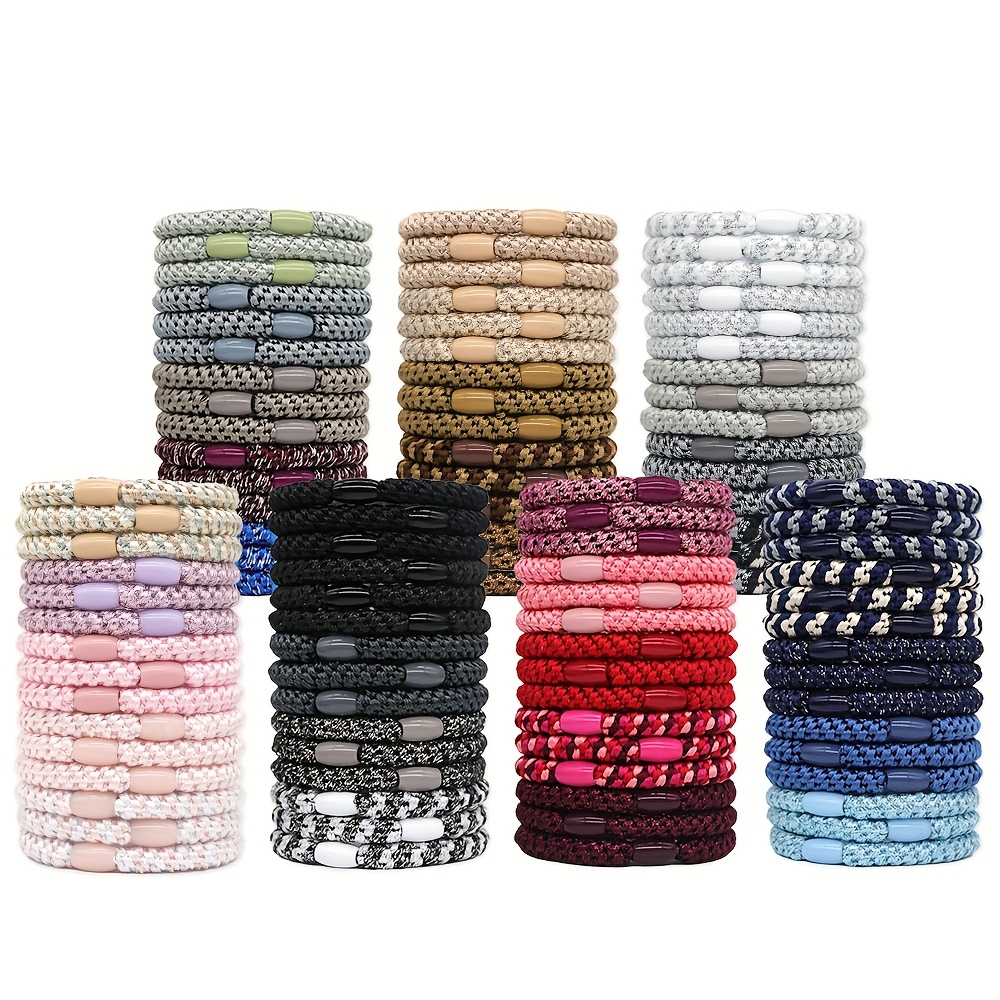 

15pcs Women' Simple Basic Braided Hair Ring Thickened Hair Tie, Suitable For Ponytail Fixer, Multiple