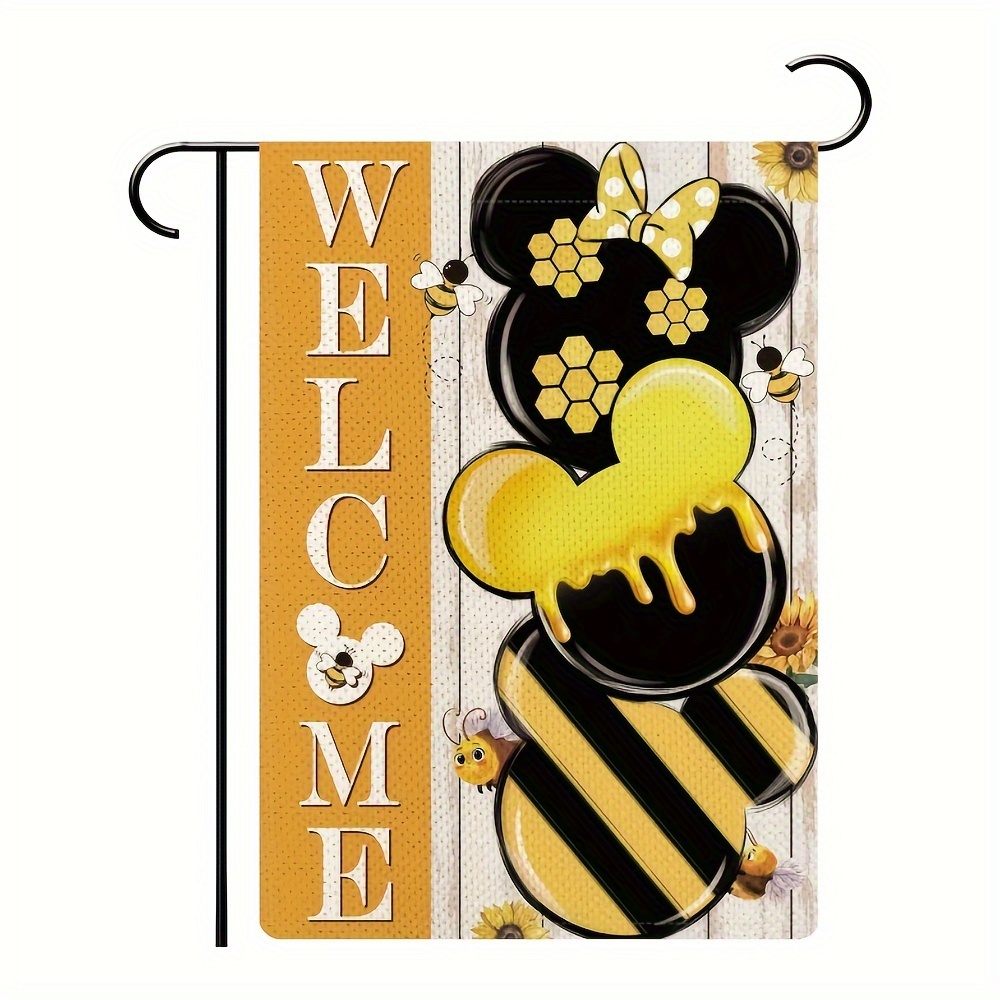 

Welcome Bee Summer Cute Mouse Garden Flag Double Sided Cartoon Mouse Yard Flags 12x18 Inch Burlap Welcome Garden Flag For Indoor Outdoor Decoration 12x18 Inch (only Flag)