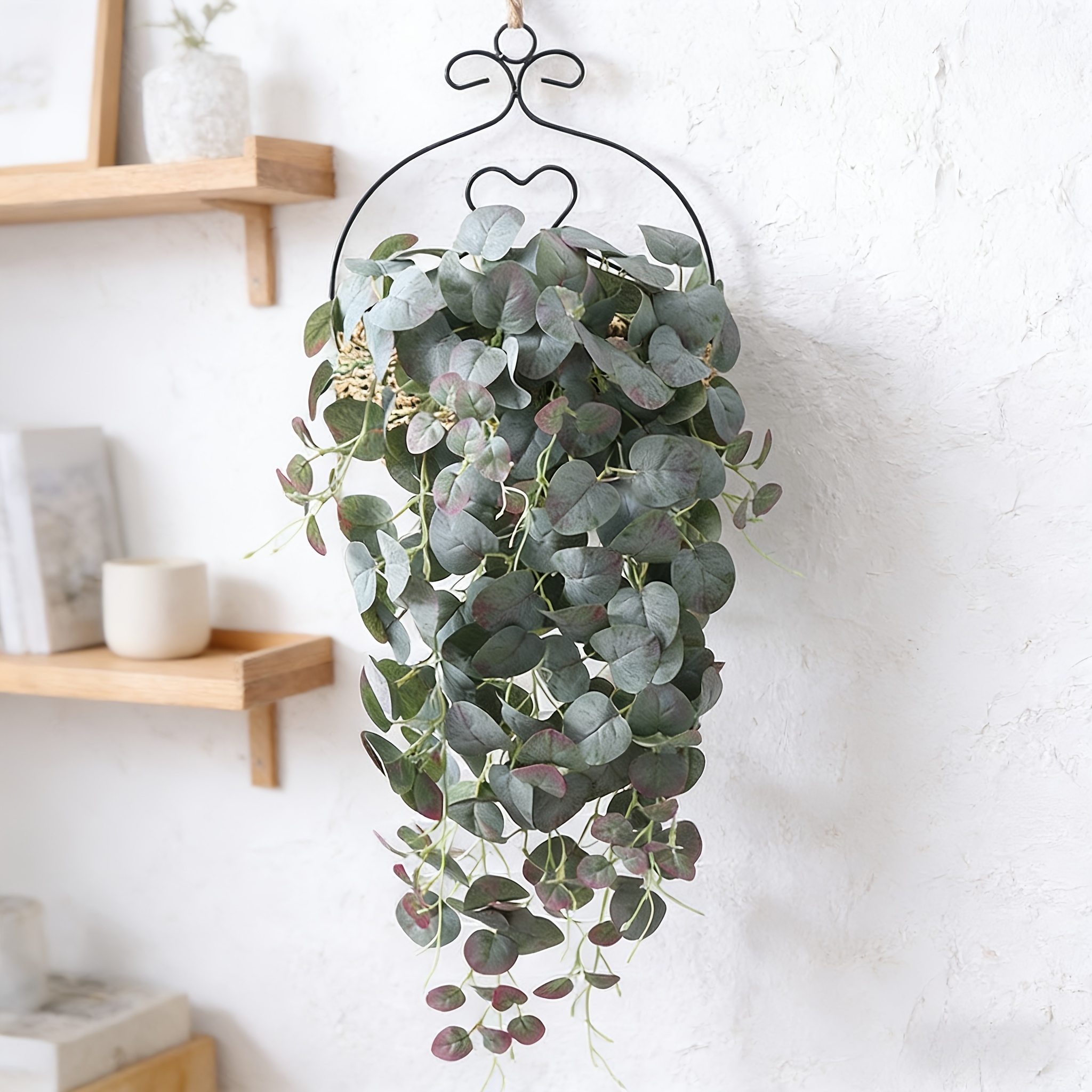 Image of 2pcs Artificial Faux Green Plant Vine With Eucalyptus Leaves Hanging Greenery, Suitable For Home Outdoor Garden Porch Yard Wedding Party Festival Decorations For Occasions