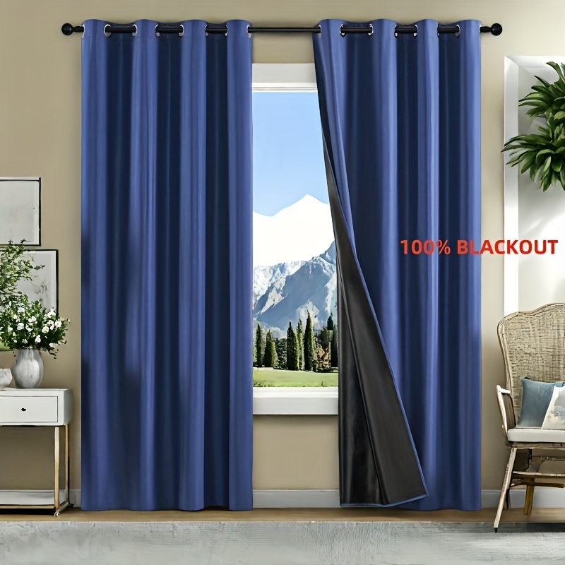 TEMU 2-panel Set Of High-end Fashionable Laminated 100% Blackout Curtains, Thermal Insulation, Sun Protection, Blocking, Darkens The Room, Perfectly
