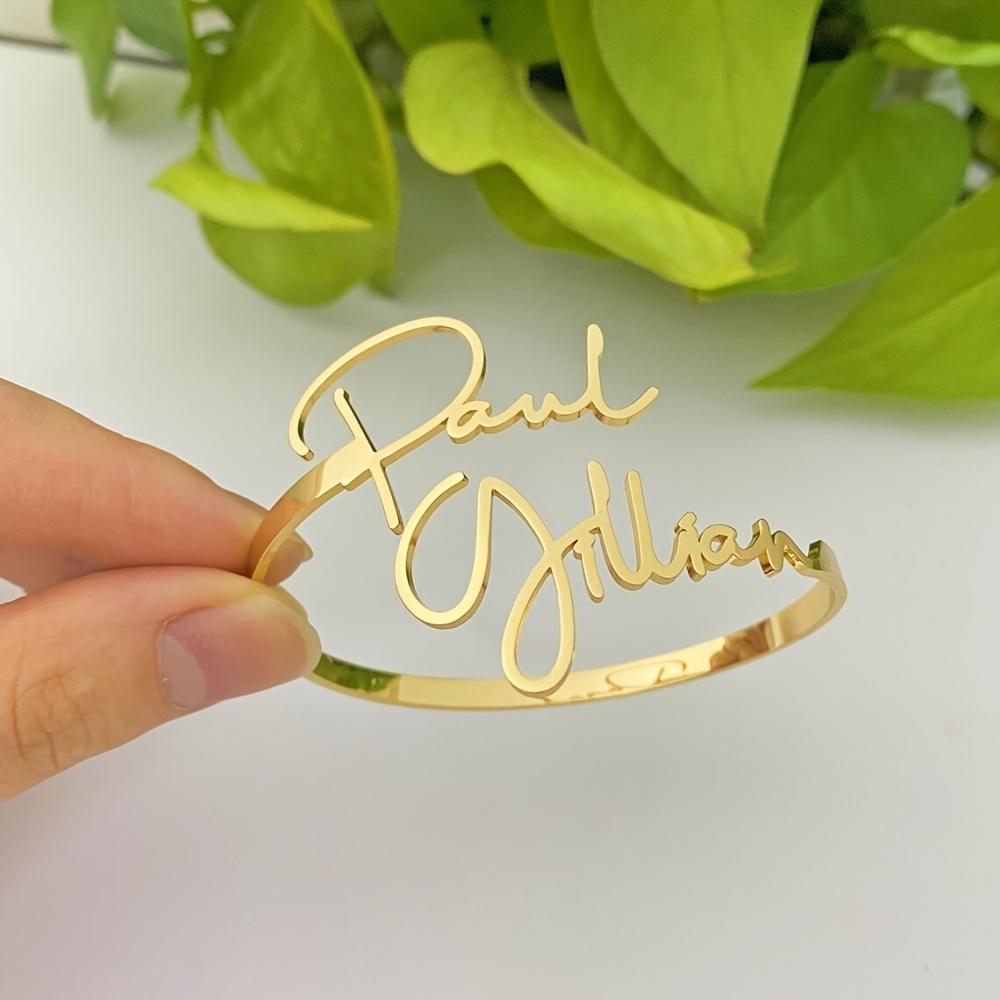 TEMU Bracciale Personalizzato in Acciaio Inossidabile a con Nomi, Bracciale con Due Nomi in e in , Bracciale per Coppie, Personalizzato, Regalo di