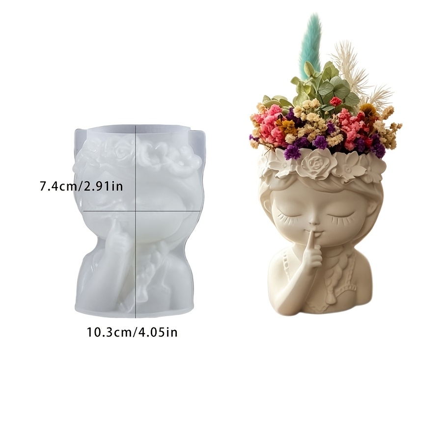 TEMU Stampo in argilla fai da te, Stampo in silicone per ornamento portaoggetti , Stampo in gesso e resina per piante grasse in vaso e composizioni ,