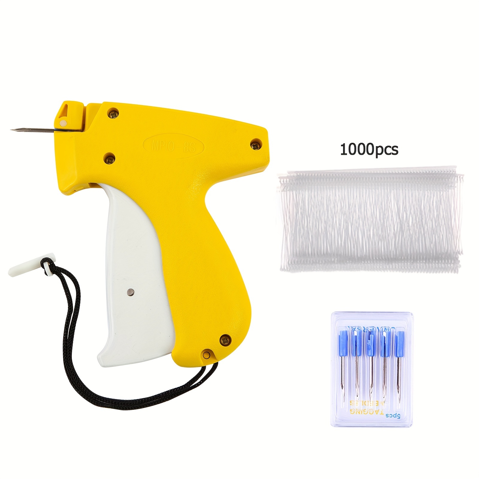 

1pc Yellow Tagging Gun For Clothing, Standard Retail Price Tag Gun Kit For Clothes Labeler With 6 Needles & 1000pcs 2" Barbs Fasteners & Organizer Bag For Store Warehouse