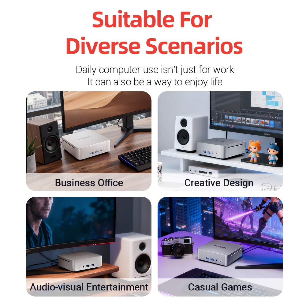 Budget Computer voor Thuiswerkplek: AMD Ryzen 5 3500U 16GB DDR4 512GB SSD | Compacte WiFi 6 4K Ready Desktop PC met Geïntegreerde Graphics, 2 HDTV Poorten, 2.4 GHz Radio Frequentie