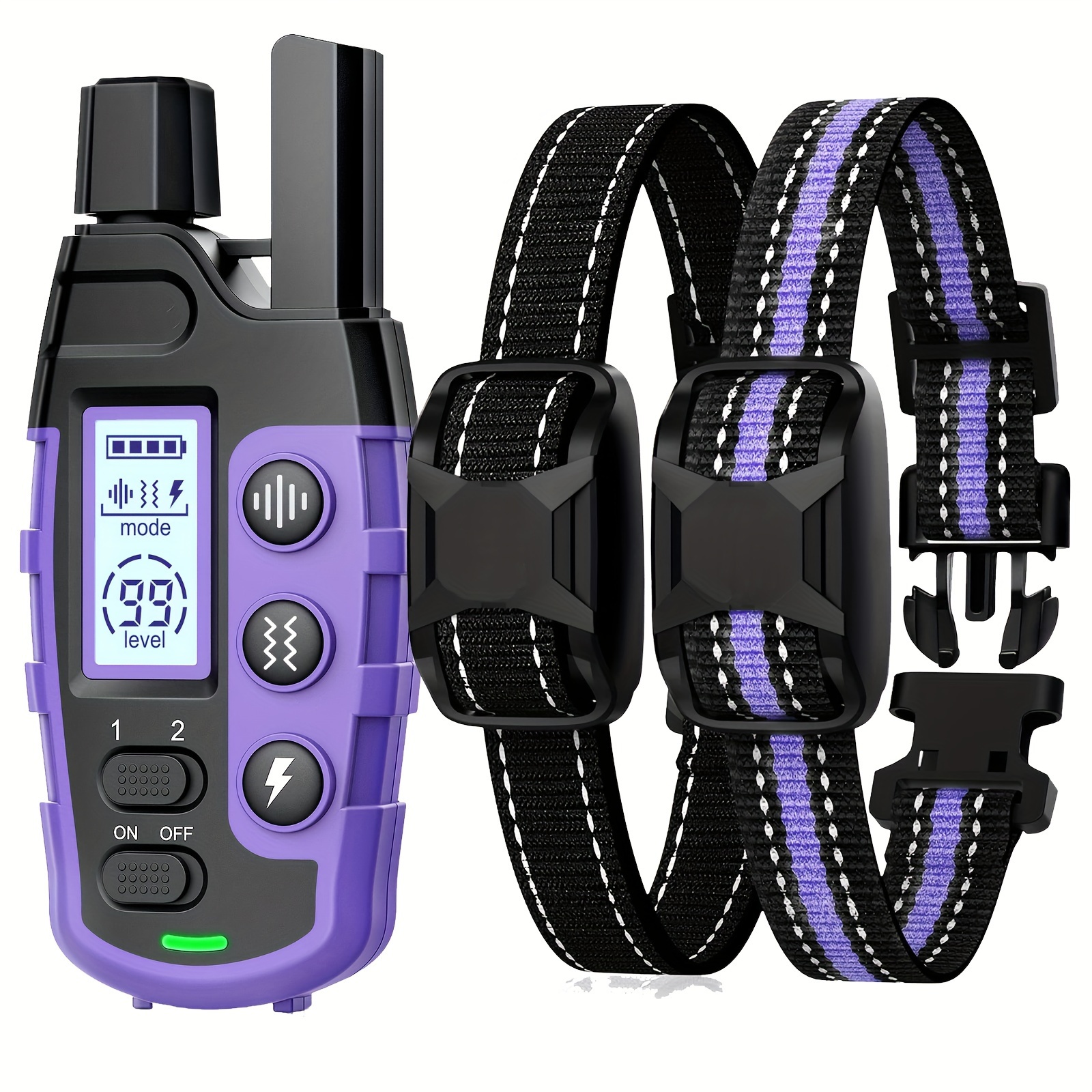 

3300ft Dog Training Collars With Remote, Adjustable Nylon Strap, Electric Shock, Vibration & Sound Modes, Rechargeable, 360ft Range, Waterproof, For Small To Large Dogs (5-150lbs)