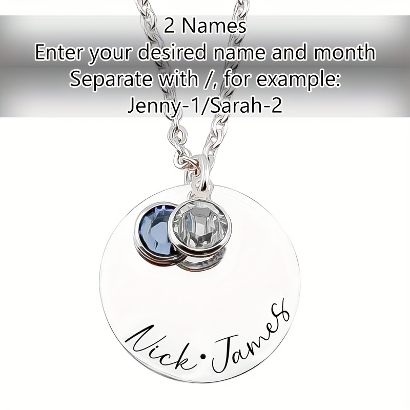 TEMU Custom 1-3 English Names And Birthstone Ladies Fashion Pendant, Custom Initial Letter 18k Gold-plated Stainless Steel Necklace, Bohemian Style