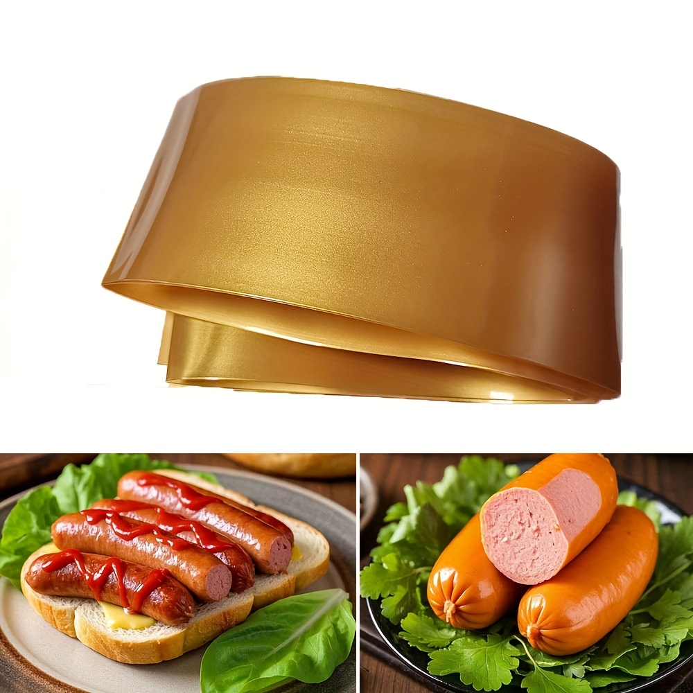 TEMU Siscci 39.37" Golden Plastic Sausage Wrapping Film - Heat-resistant, Flexible & Durable For Grilling & Bbq Sausages, Perfect For Wrapping And