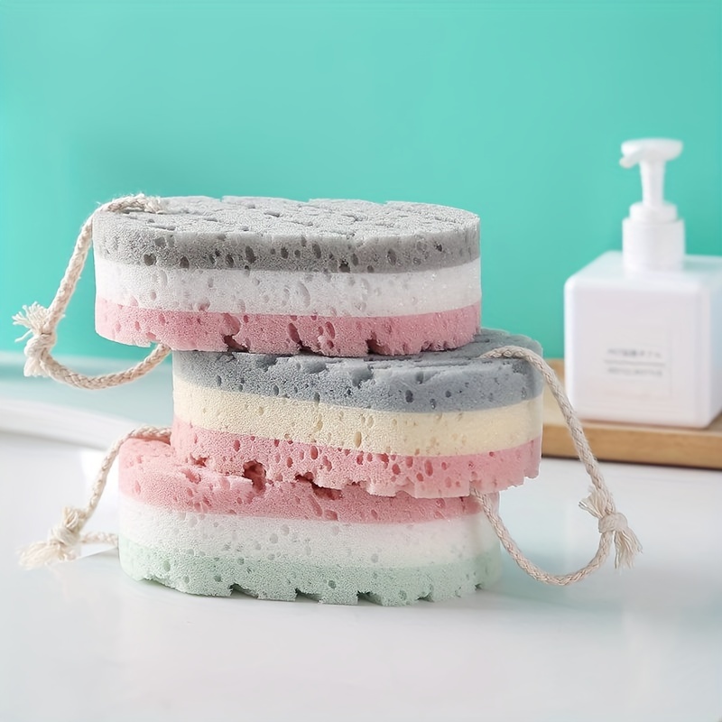 

3-pack/1-pack Wash Sponge Scrubber, Exfoliating Bath Loofah, Handheld Foaming Body With Rope For Shower, Bath, Skin Care