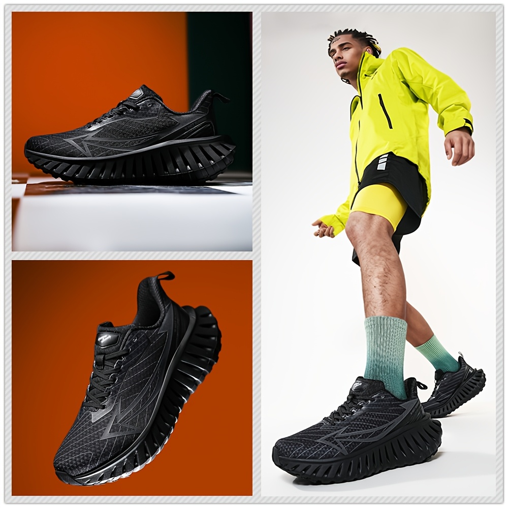 Men'S Technology Carbon Board Running Shoes | Breathable Athletic Sneakers with Cushioned Shock Absorbing EVA Chunky Sole, Casual Sporty Look, Slip-resistant Wear-resistant All-Terrain Grip for Gym, Jogging, Marathon - Running & Work Out Training Sh