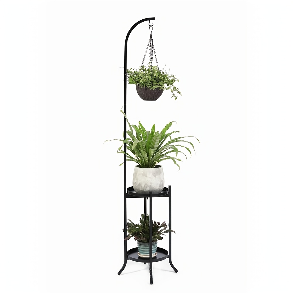 TEMU 2 Tier Plant Stand Metal Plant Shelf Indoor Outdoor, Tall Corner Hanging Plant Shelf Metal Flower Stands Ladder, Heavy Duty Tall Flower Shelf