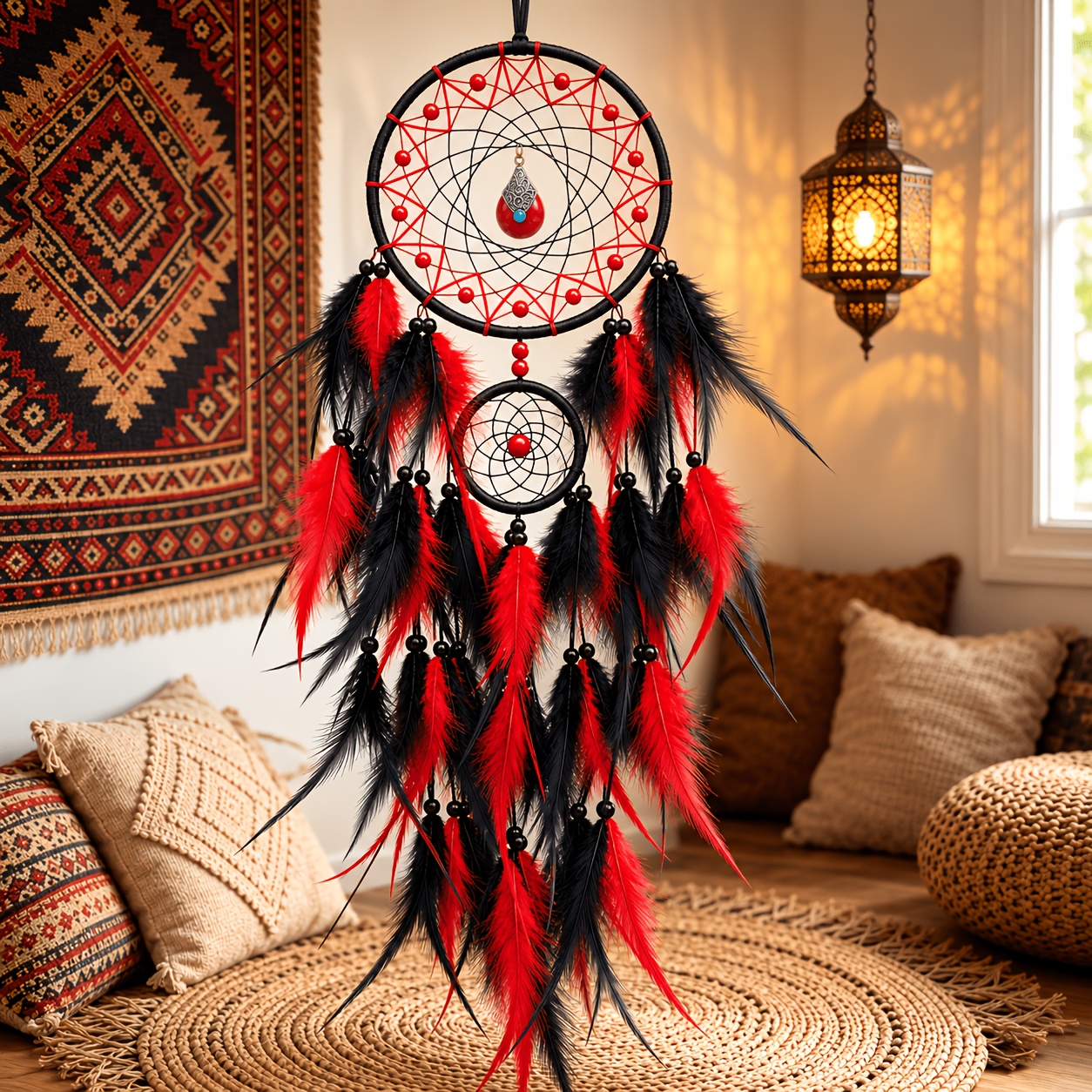TEMU 1pc Bohemian Handmade Dreamcatcher, Wall Hanging Ornament, Tribal Style Decor For Home, Party & Festival Gifts, Mother's Day, Eid