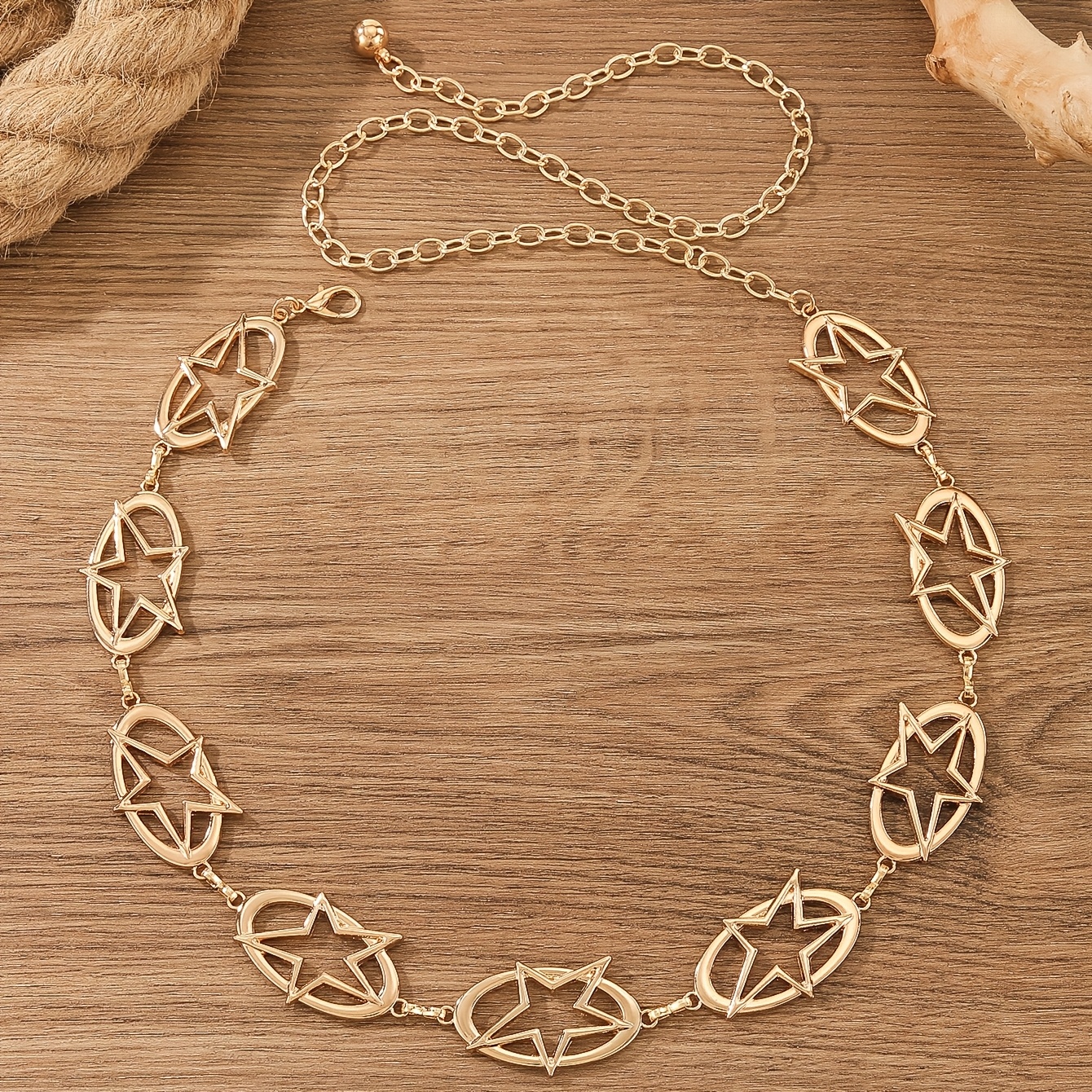 TEMU A Golden-tone Cut-out Chain Belt, A High-end Cinching Belt For Casual Dresses And Formal Gowns, Versatile For Any Occasion