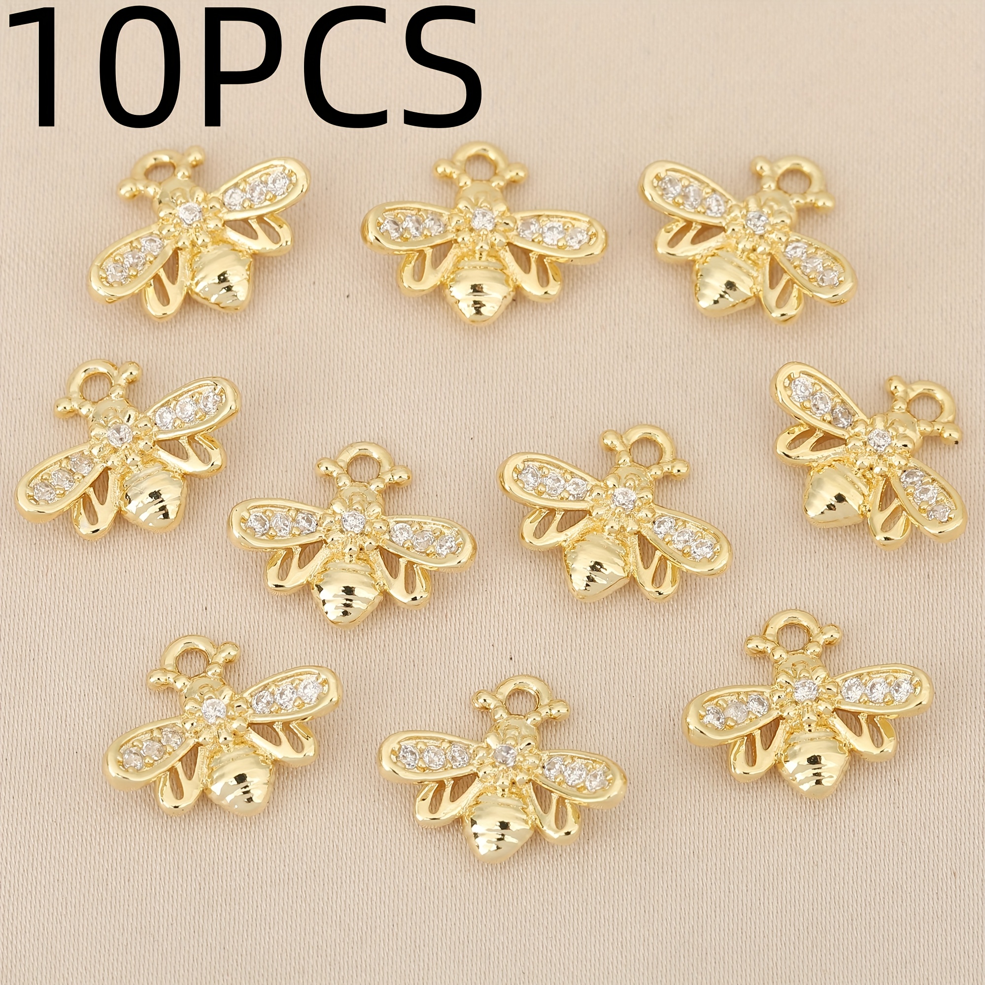 TEMU 10 Stk., Europäische Amerikanische Mode – Kupfer mit Einlage – Exquisiter Bienen-Kettenanhänger, Charm – Unisex-Modeanhänger für DIY, geeignet