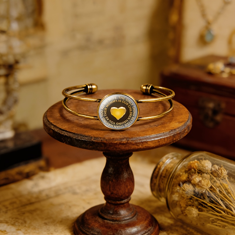 Antique Cyan Double-Layer Adjustable Opening Bracelet, Heart Pattern