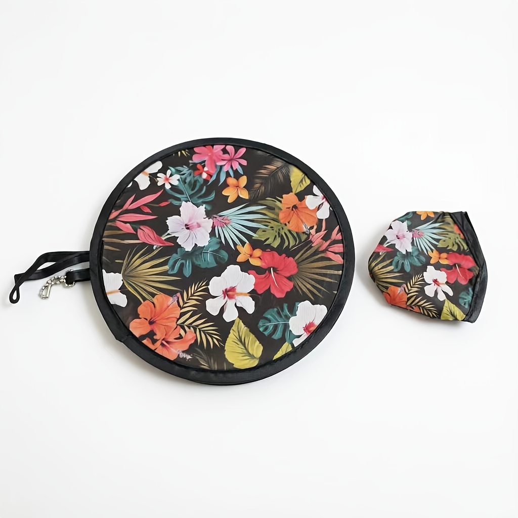 TEMU 1 Ensemble (1 Éventail et 1 Couvercle d'Éventail) Éventail Pliant Rond Floral, Éventail d'Été Portable, Facile à Transporter, Couleur et Motif