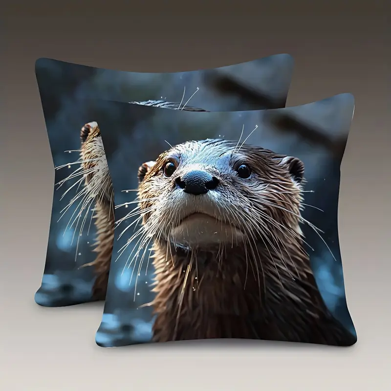 2pcs otter throw pillow covers double sided soft cushion cases with zipper closure realistic otter no insert needed for sofa room car decor machine washable home decoration cdztai2036 bedroom accessories detailed illustration print decorative pillows interior designers Product details 5