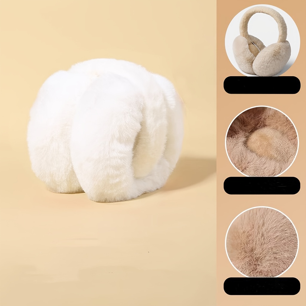 TEMU Velour Winter Earmuffs For Adults - Cozy Foldable Plush , Hand Wash Only, , Non-woven Ear Warmer Muffs For Cold Protection