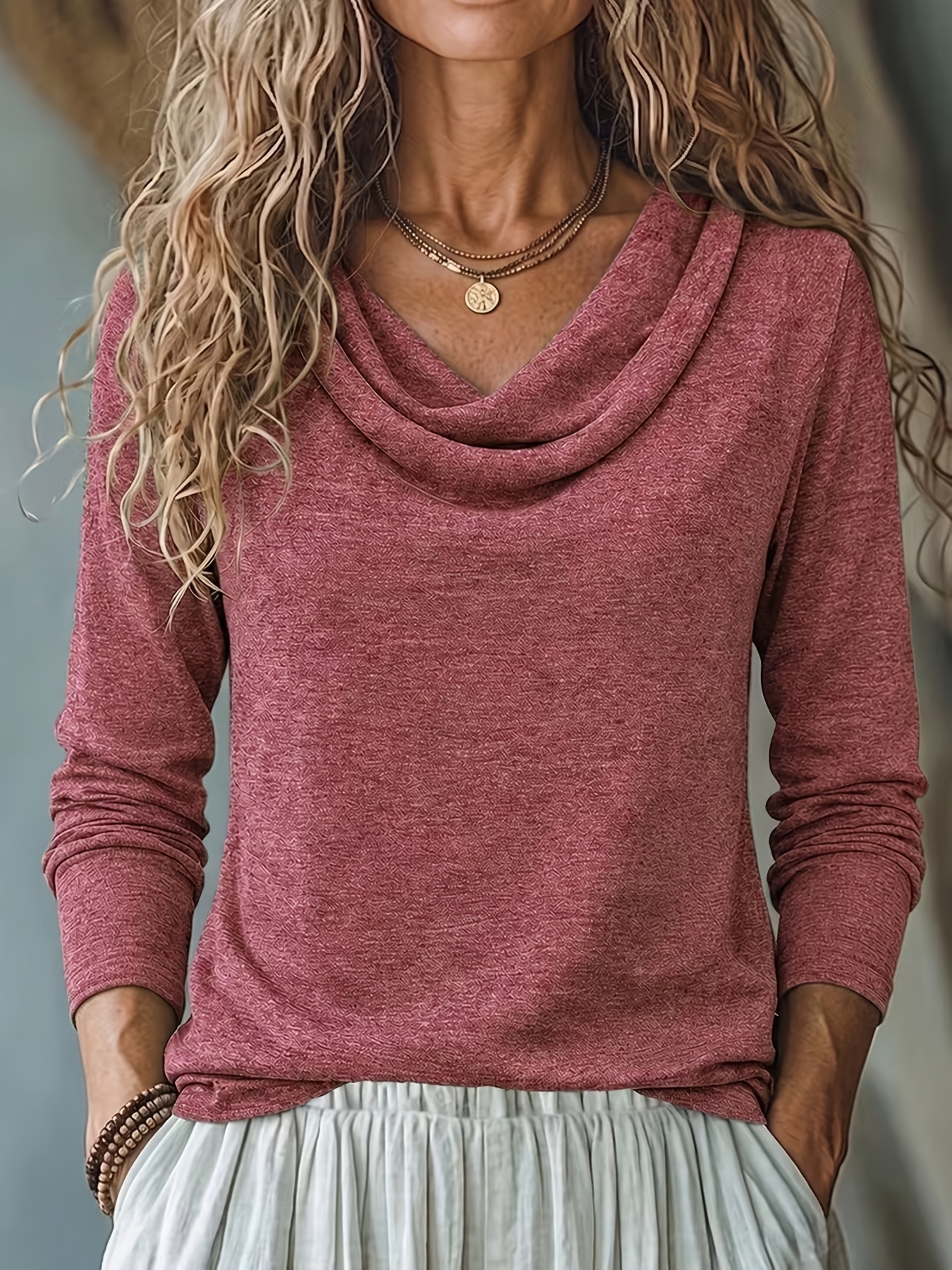 damen freizeit elegantes mode pendeln   basic einfarbig   langarm t-shirt top