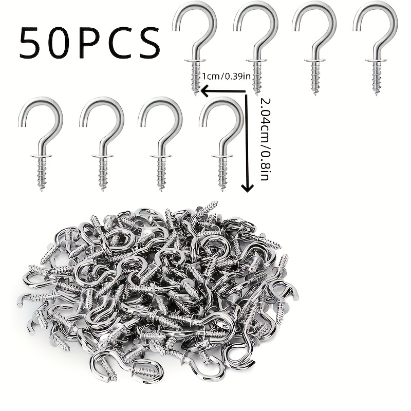 TEMU 50 Ganci a Metallo Durevoli, Ganci a per Carichi Pesanti per Appendere Luci, Piante e Apparecchi - Montaggio Versatile a Parete e a Soffitto