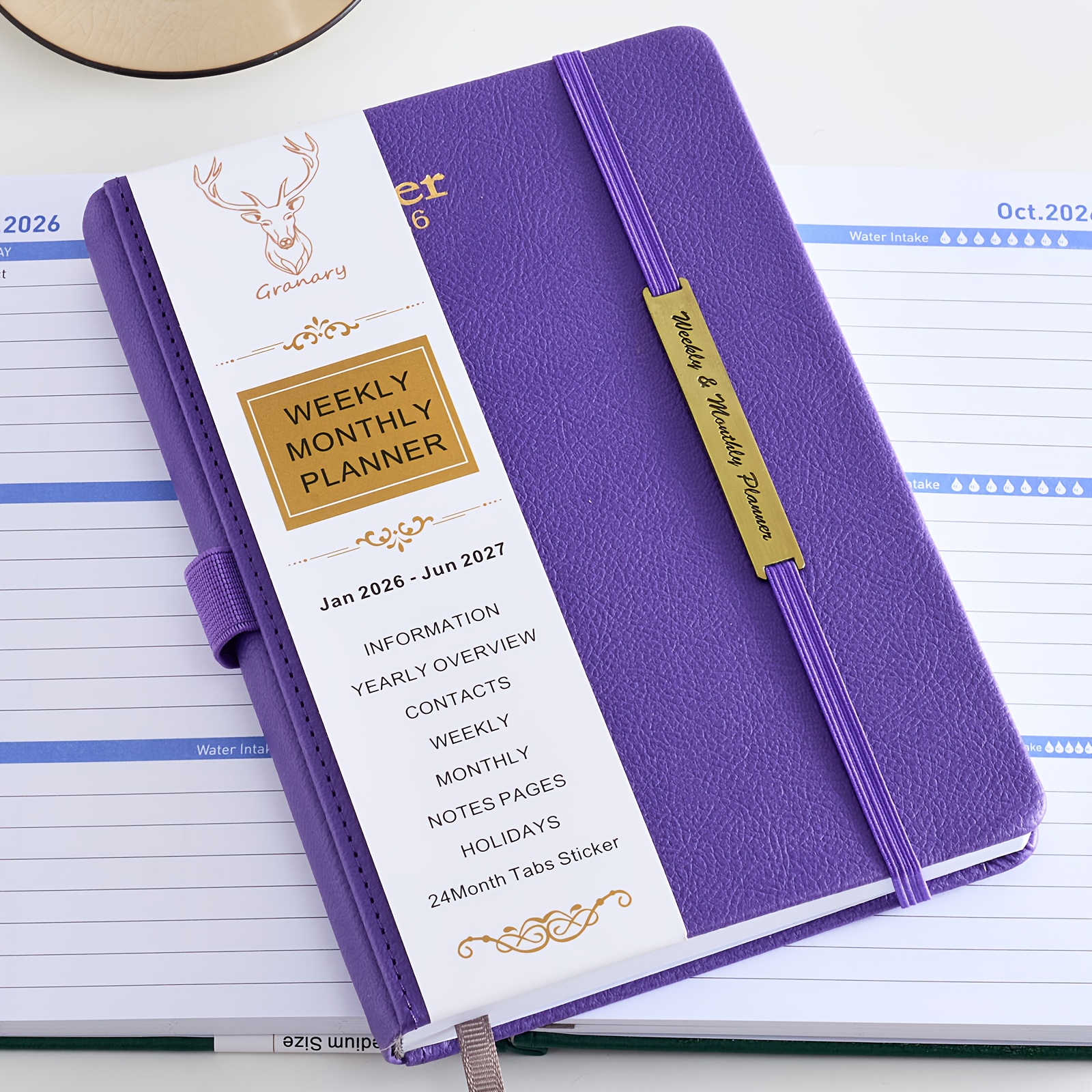 TEMU 18 Months Academic Weekly And Monthly Agenda Planner, Jun 2026-dec 2027, Daily Agenda Calendar Planner Book With Monthly Stickers, Ribbon,