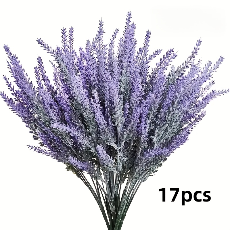 Image of 17pcs Artificial Lavender Simulated Plastic Purple Bouquet, Suitable For Home Weddings, Kitchens, Gardens, , Windows, Office Desks, Center Decoration Indoor And Outdoor Holiday Parties