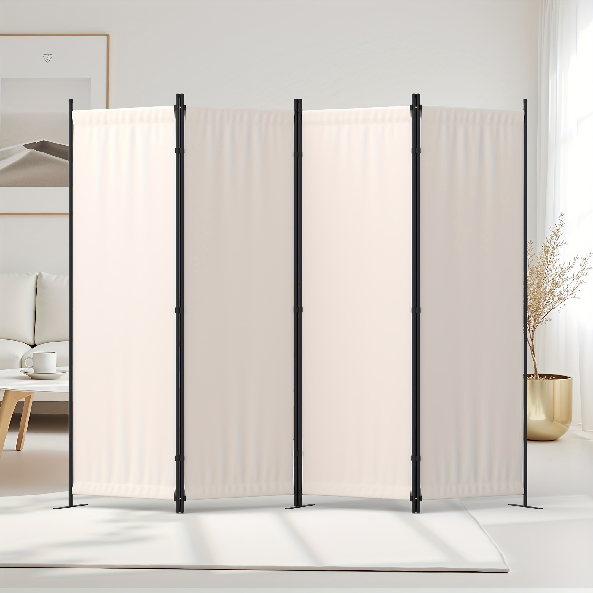 portable 4 panel folding privacy screens measuring 88 inches ideal for separating spaces in offices bedrooms classrooms and   featuring three   and a white end
